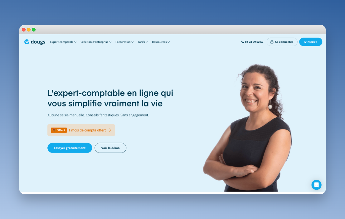 Interface Dougs - tableau de bord comptabilité