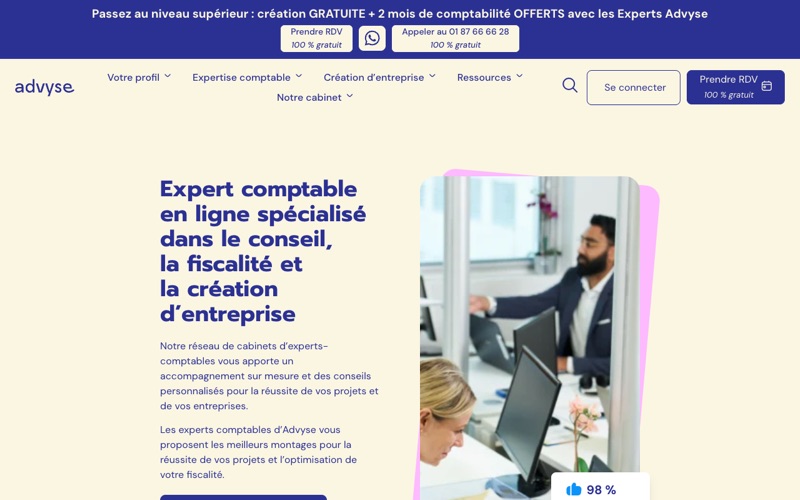 Capture d'écran du site Advyse