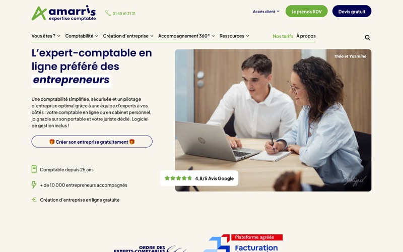 Amarris Direct — avis et aperçu du site expert-comptable en ligne