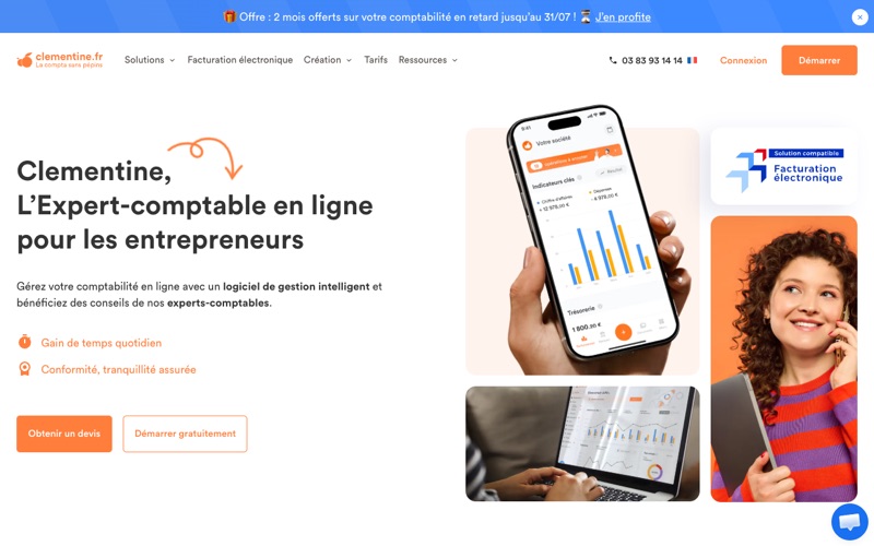 Capture d'écran du site Clémentine
