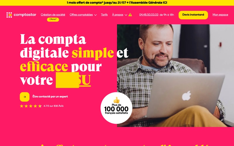 Capture d'écran du site Comptastar