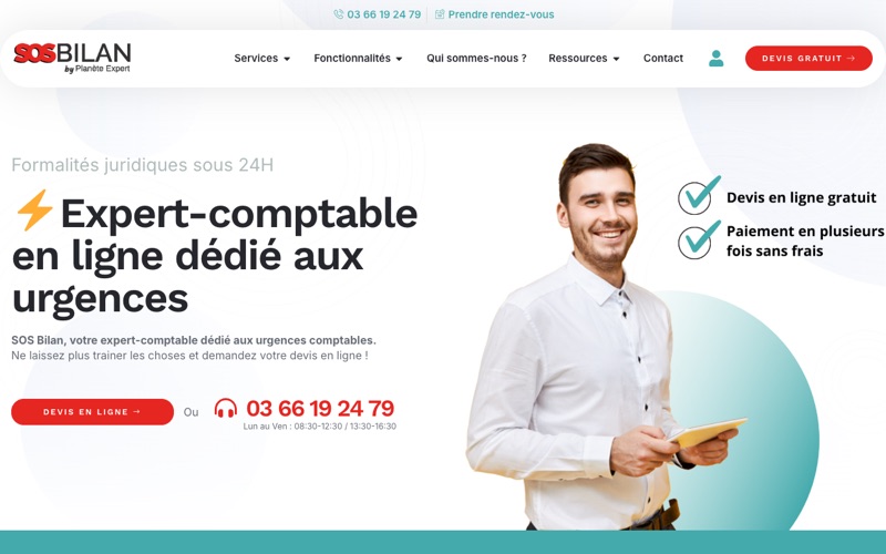 Capture d'écran du site SOS Bilan