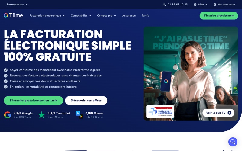 Capture d'écran du site Tiime