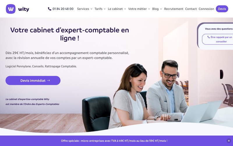 Capture d'écran du site Wity